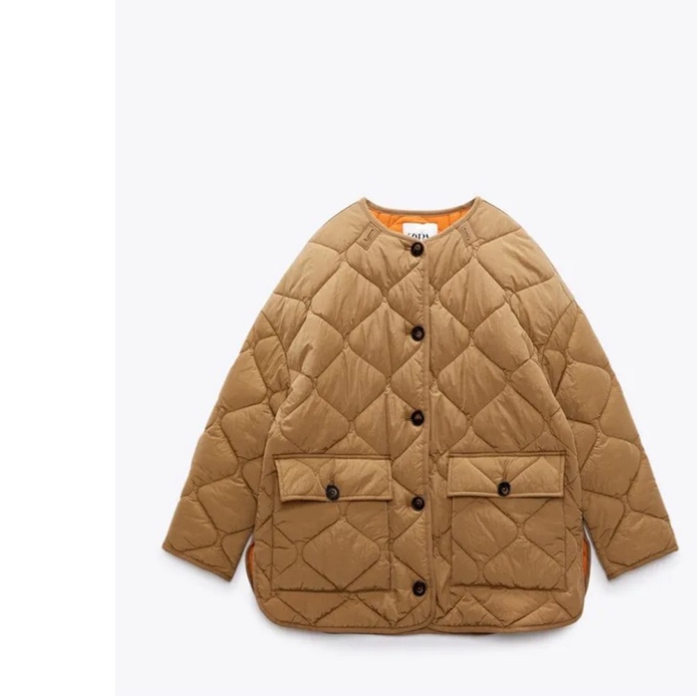 COPY - ZARA WOMEN CAMEL OVERSIZED PUFFER JACKET COAT TOFFEE 0518/056 Size S